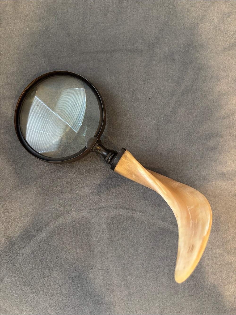 Anthropologie Handheld Magnifying Glass with Curved Ivory-Tone Handle